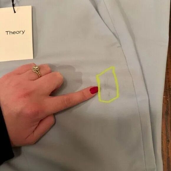 THEORY Treeca 2 SKY Blue Traceable Wool Cropped Pant NWT (flawed) Size 18 - Picture 4 of 15